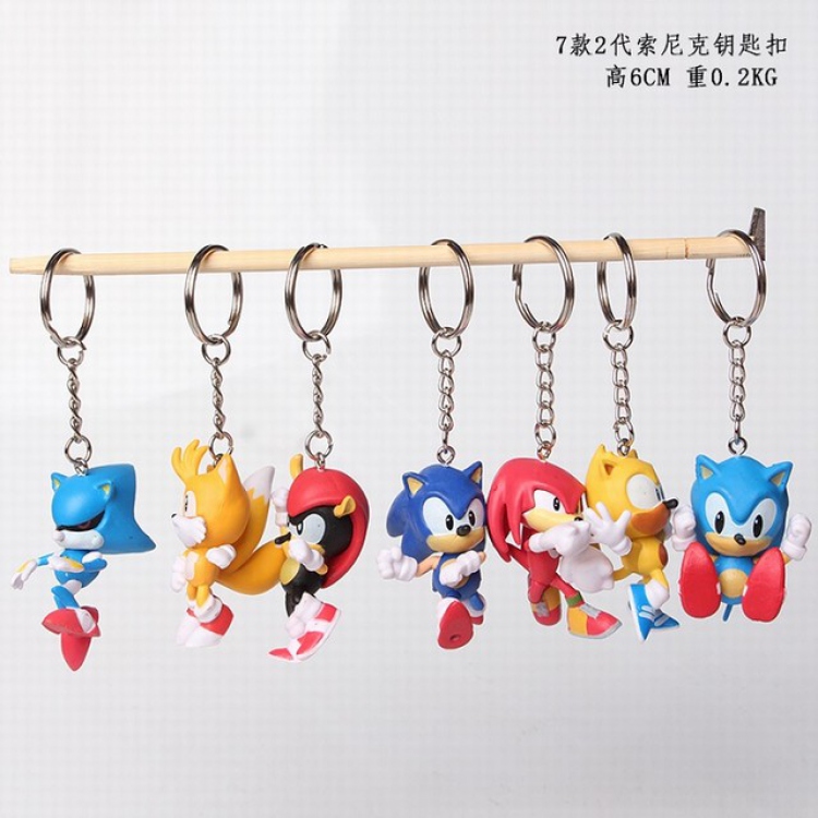 Sonic the Hedgehog 2nd generation a set of 7 Keychain pendant 6CM 0.2KG