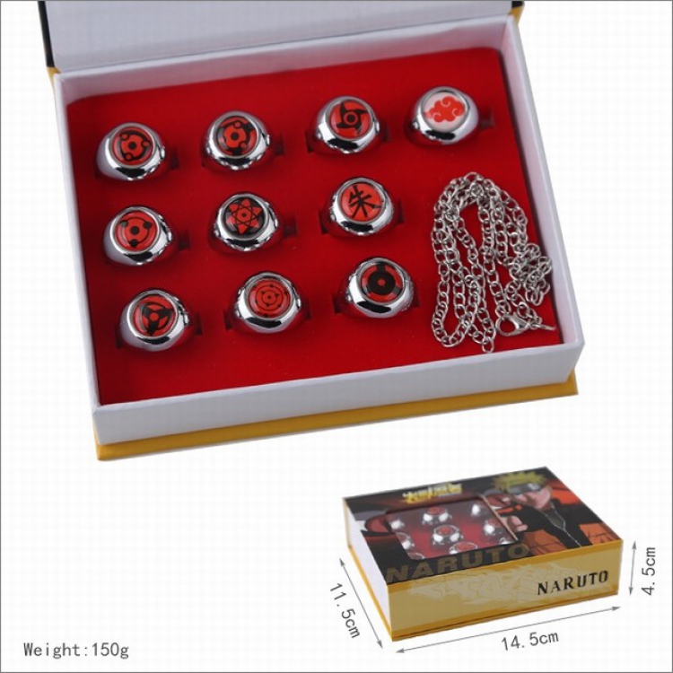 Naruto Ring necklace pendant a set of ten Set Boxed 150G