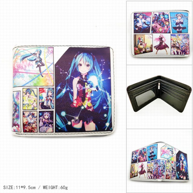 Hatsune Miku Short color picture two fold wallet 11X9.5CM 60G-HK-593