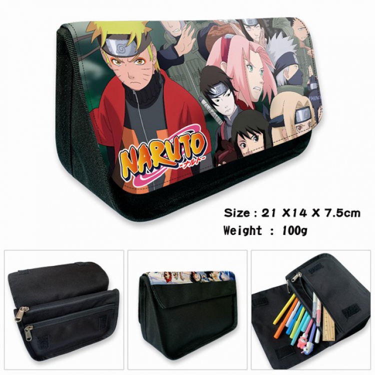 Naruto-3B Anime double layer multifunctional canvas pencil bag wallet 21X14X7.5CM 100G