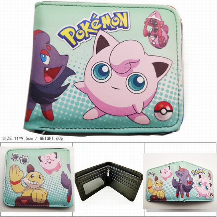 Pokemon Short color picture two fold wallet 11X9.5CM 60G