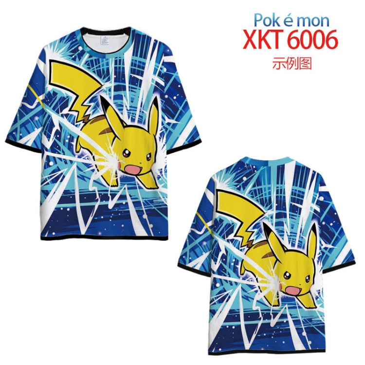 Pokemon Loose short-sleeved T-shirt with black (white) edge 9 sizes from S to 6XL XKT6006