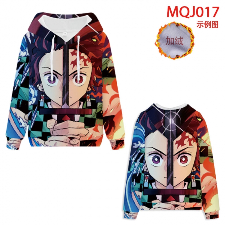 Demon Slayer Kimets Full Color Patch velvet pocket Sweatshirt Hoodie