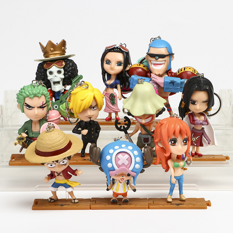 one piece anime figure keychain set