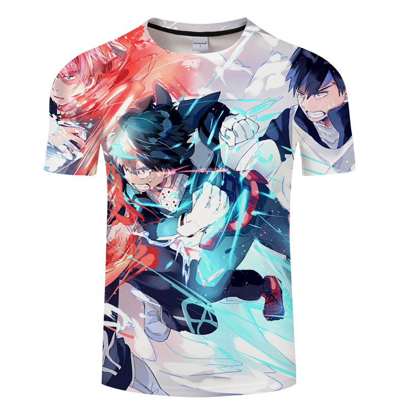 my hero academia anime 3d printed tshirt