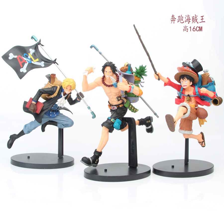 One Piece Running Designs Cartoon Character Collectible Model Toy Anime PVC Figure (3pcs/set)