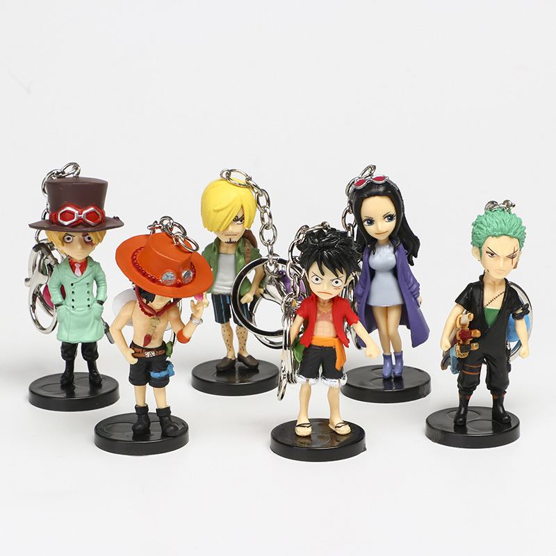 one piece anime figure keychain set