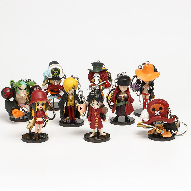 one piece anime figure keychain set