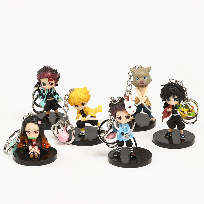 demon slayer anime figure keychain set