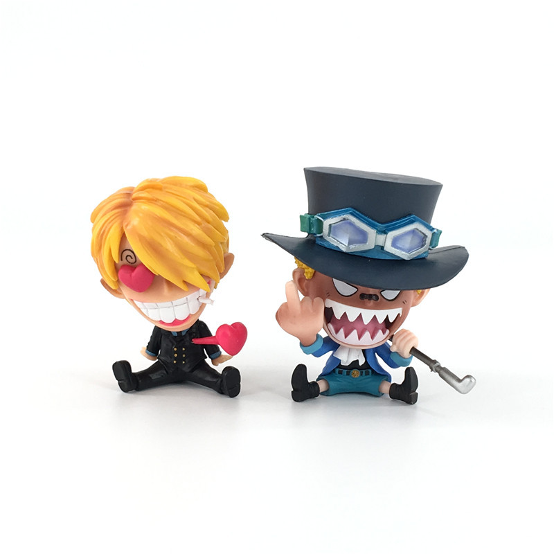 One Piece Vinsmoke Sanji&Sabo Sitting Styles Cartoon Character Collectible Anime PVC Figures (2pcs/set)