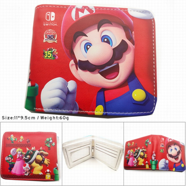 Super Mario Anime color picture two fold Short wallet 11X9.5CM 60G HK709