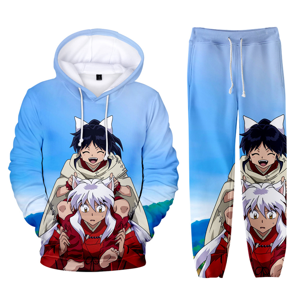 inuyasha anime 3d printed hoodie set