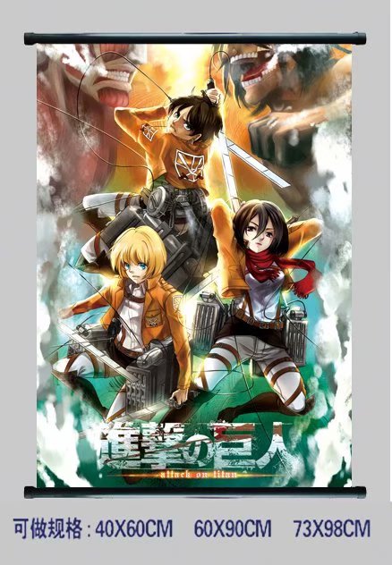 7 Styles Attack on Titan/Shingeki No Kyojin Cosplay Cartoon Wall Scrolls Decoration Anime Wallscrolls