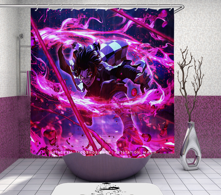 demon slayer anime 3d printed shower curtain 150*200cm