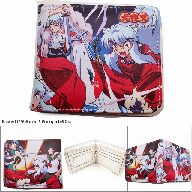 Inuyasha the Movie: Fire on the Mystic Island Colorful Printing Anime PU Leather Fold Short Wallet