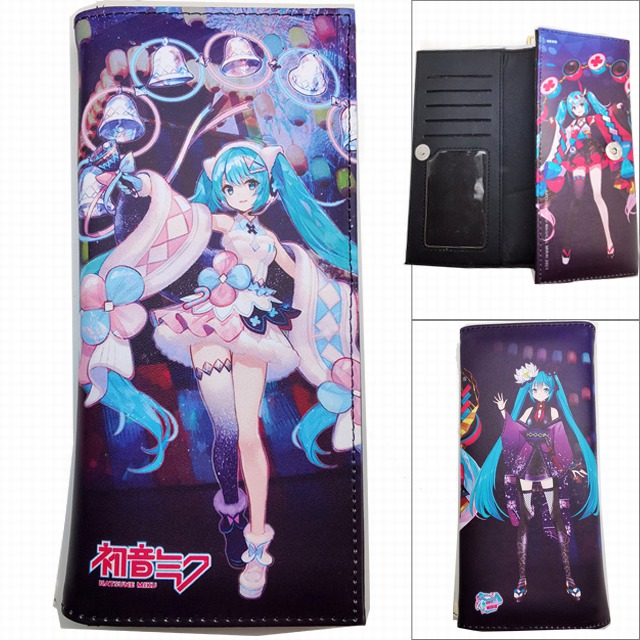 Hatsune Miku Long Three Fold Colorful Printing Anime PU Leather Fold Short Wallet