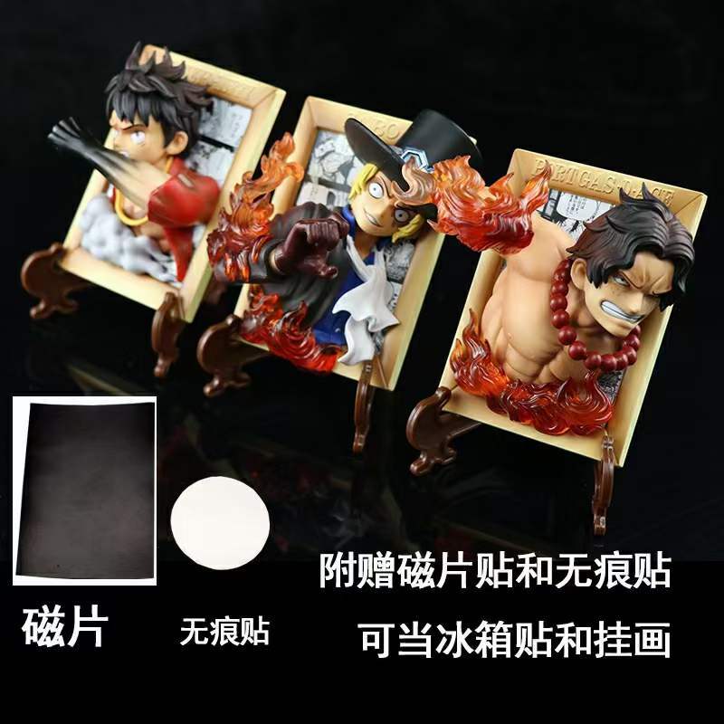 3 Styles One Piece Photo Frame Luffy Zoro Sanji Character Anime PVC Figure