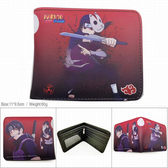 Naruto Uchiha Itachi Colorful Printing Anime PU Leather Fold Short Wallet