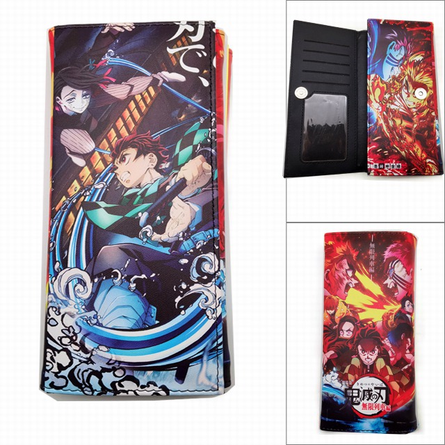 Demon Slayer: Kimetsu no Yaiba Long Three Fold Colorful Printing Anime PU Leather Fold Short Wallet