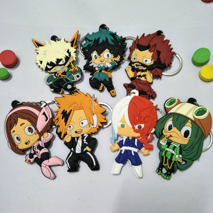 my hero academia anime rubber keychain