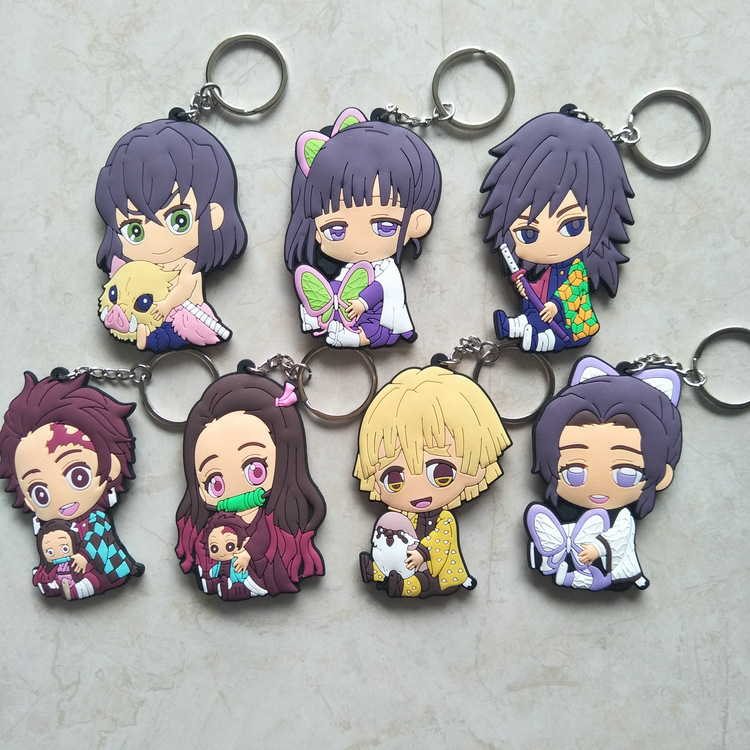 demon slayer anime rubber keychain random selection