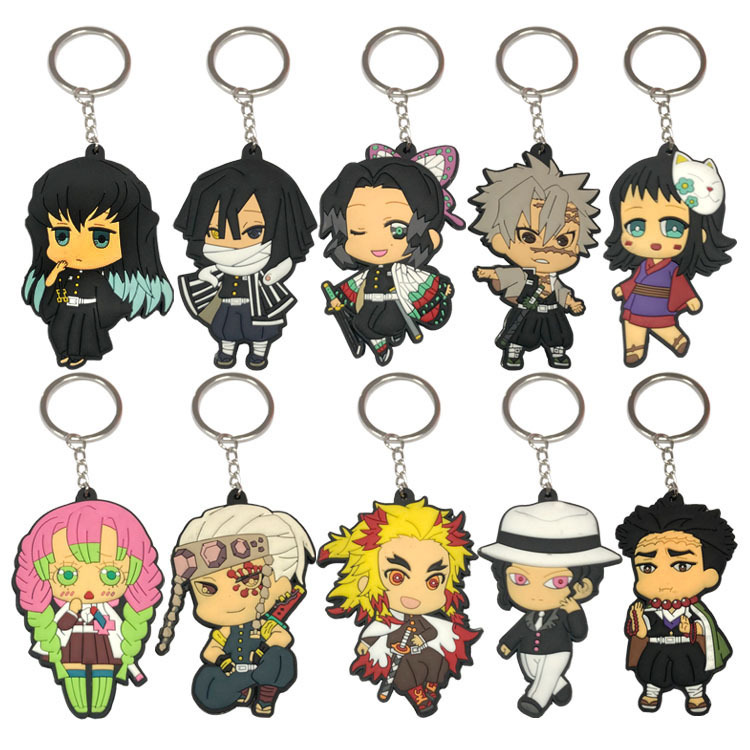 demon slayer anime rubber keychain random selection