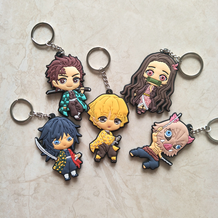 demon slayer anime rubber keychain