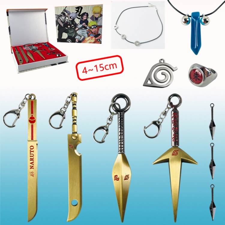 Naruto anime ring, necklace & keychain, price for a set of 9 pcs