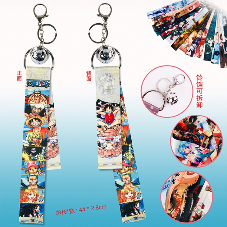 One Piece anime ring ribbon keychain