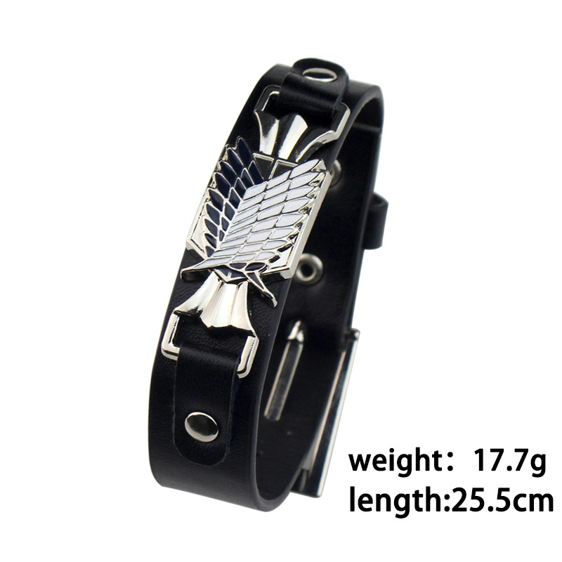 attack on titan anime leather bracelet