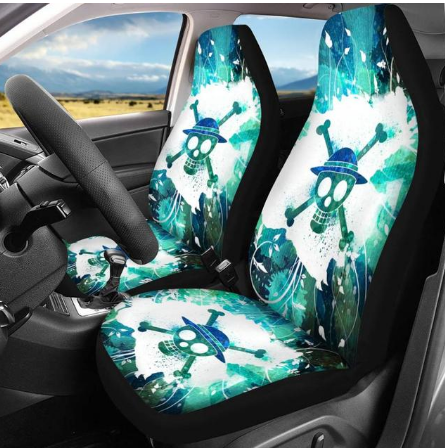 Anime One Piece Luffy Printed 2pcs Car Seat Cover Interior Decor Fit Most Vehicle Cars SUV/Truck Protector Seat Cushion