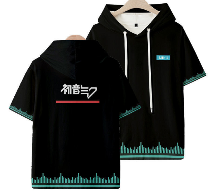 miku hetsune anime 3d short hoodie