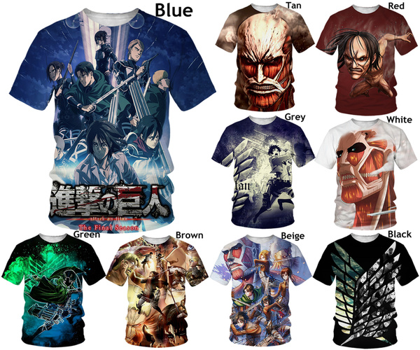 attack on titan anime 3D Printing T-shirt