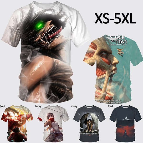 attack on titan anime 3D Printing T-shirt