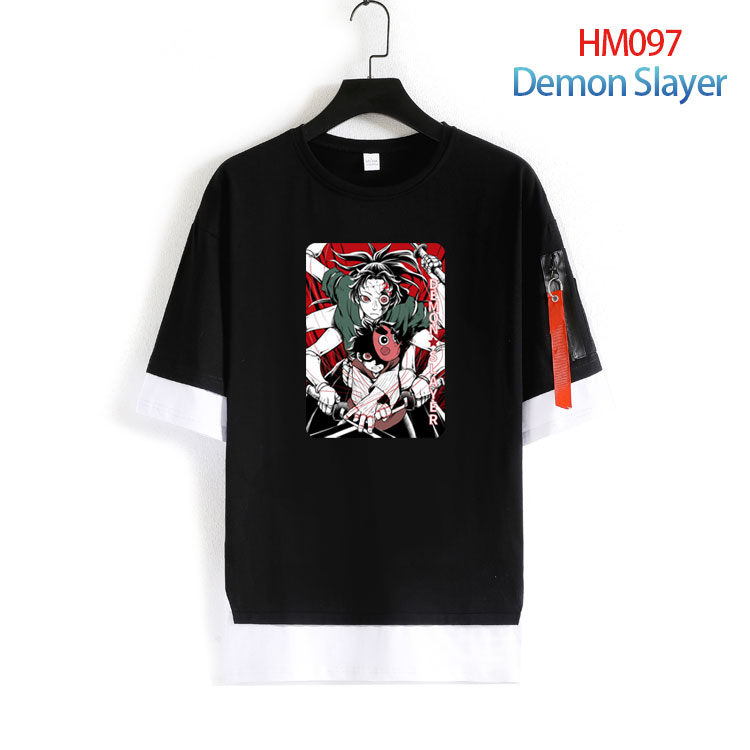 Demon Slayer Kimets anime black & white cotton T-shirt 22 styles