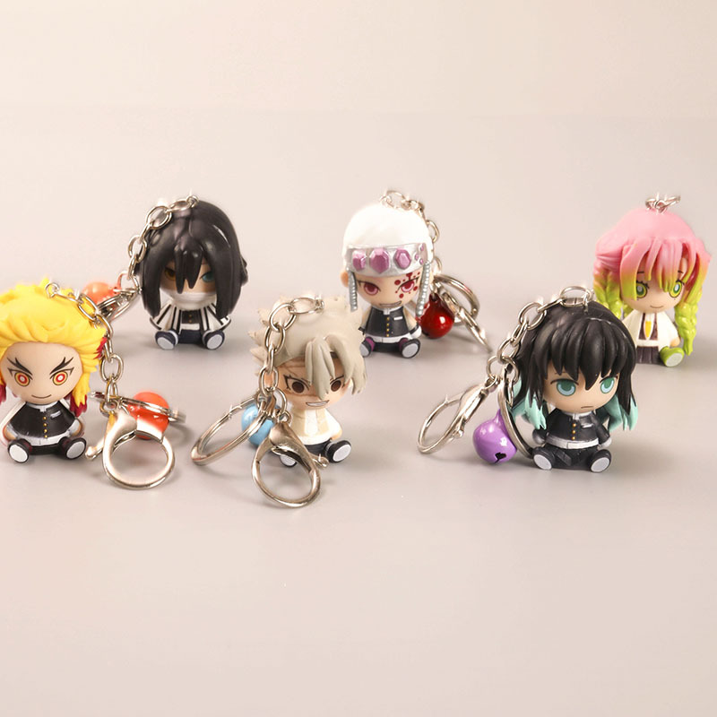 demon slayer anime PVC keychain, price for a set of 6 pcs