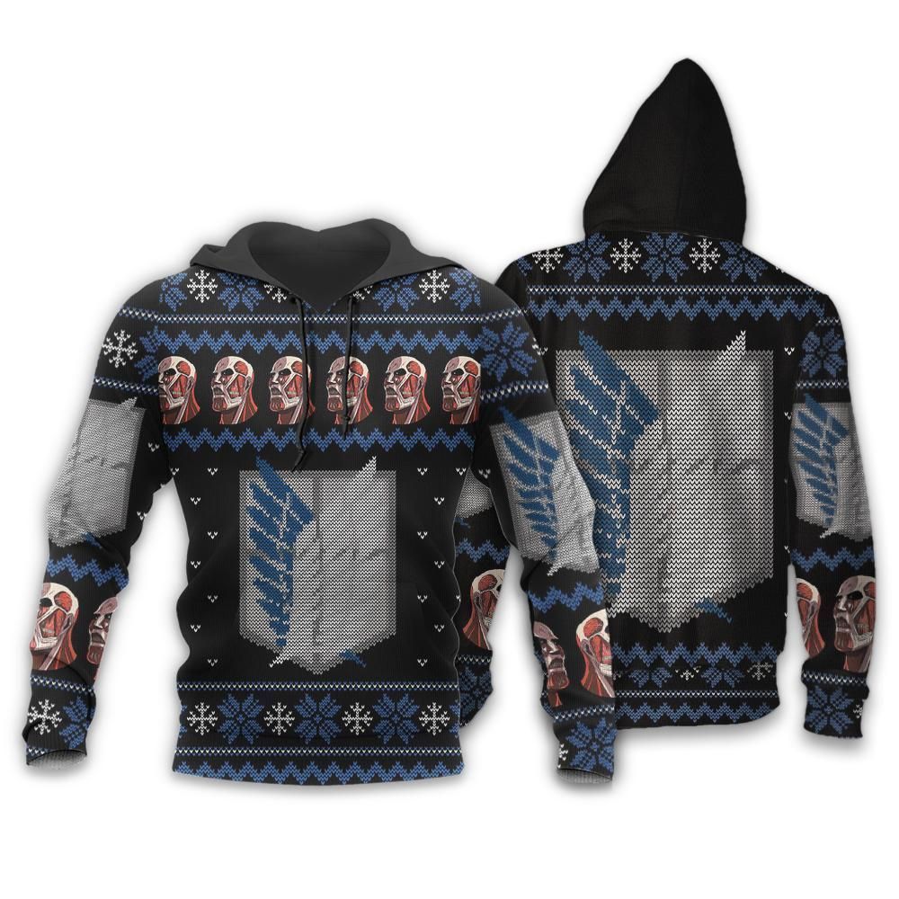Attack on Titan anime Christmas hoodie & zip hoodie 4 styles