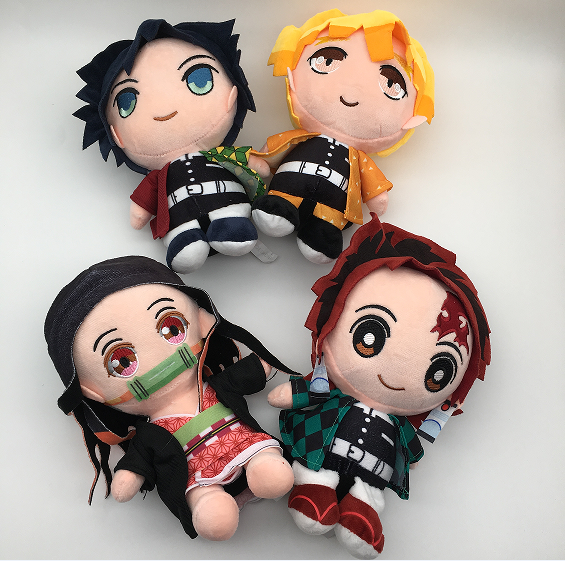 demon slayer kimets anime plush for 4 pcs/set 23cm