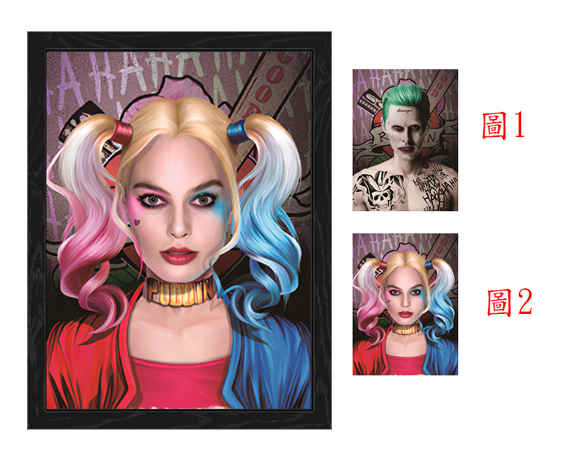 suicide squad 3d poster painting with frame 29.5*39.5cm