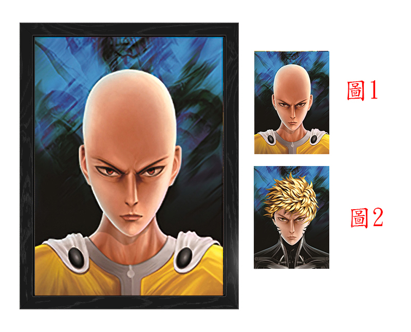 one punch man anime 3d poster painting with frame  29.5*39.5cm