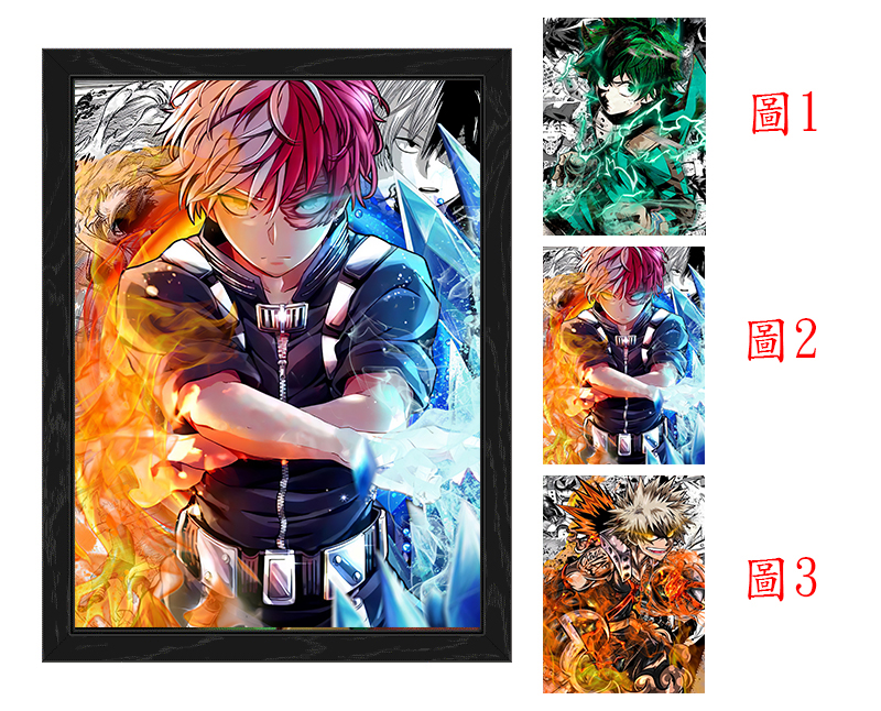 my hero academia anime 3d poster painting with frame 29.5*39.5cm