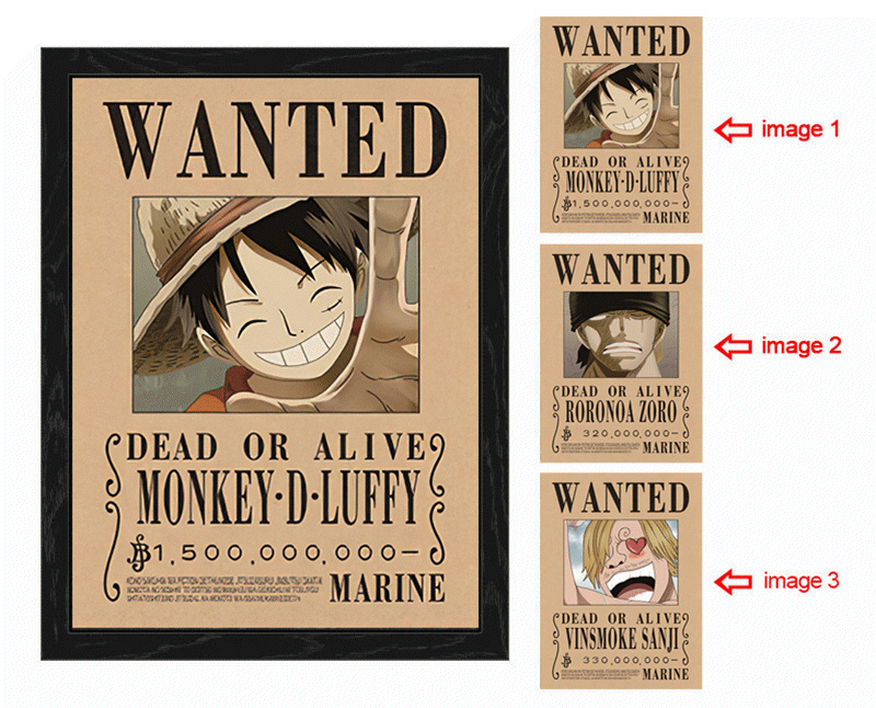 one piece anime 3d poster painting with frame 29.5*39.5cm