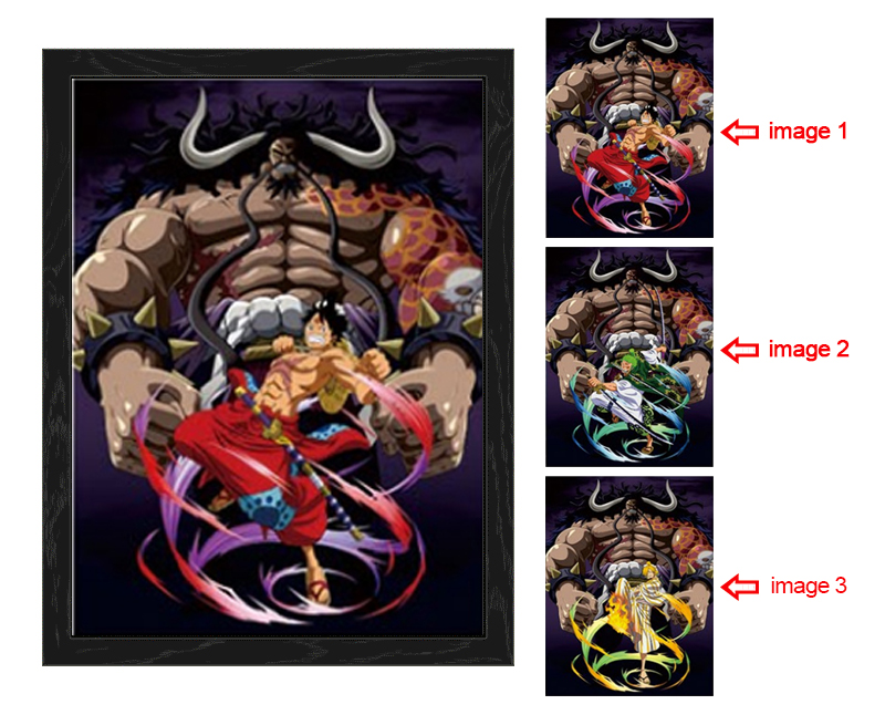 one piece anime 3d poster painting with frame 29.5*39.5cm