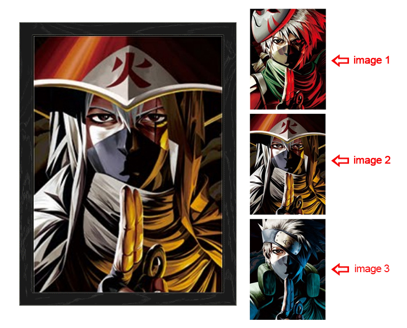 naruto anime 3d poster painting with frame 29.5*39.5cm