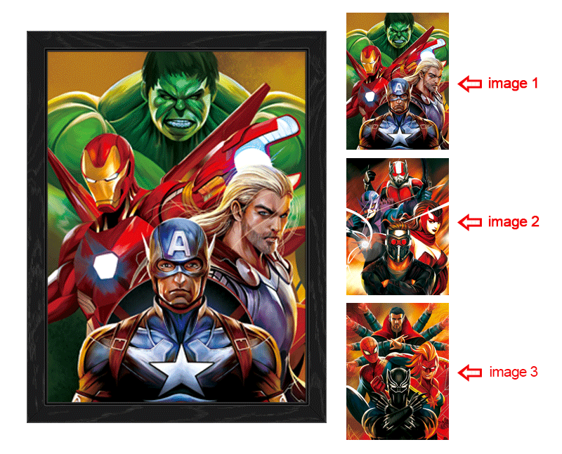 avengers anime 3d poster painting with frame 29.5*39.5cm