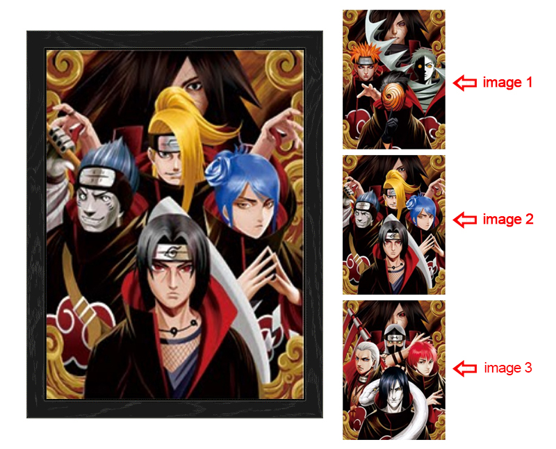 naruto anime 3d poster painting with frame 29.5*39.5cm