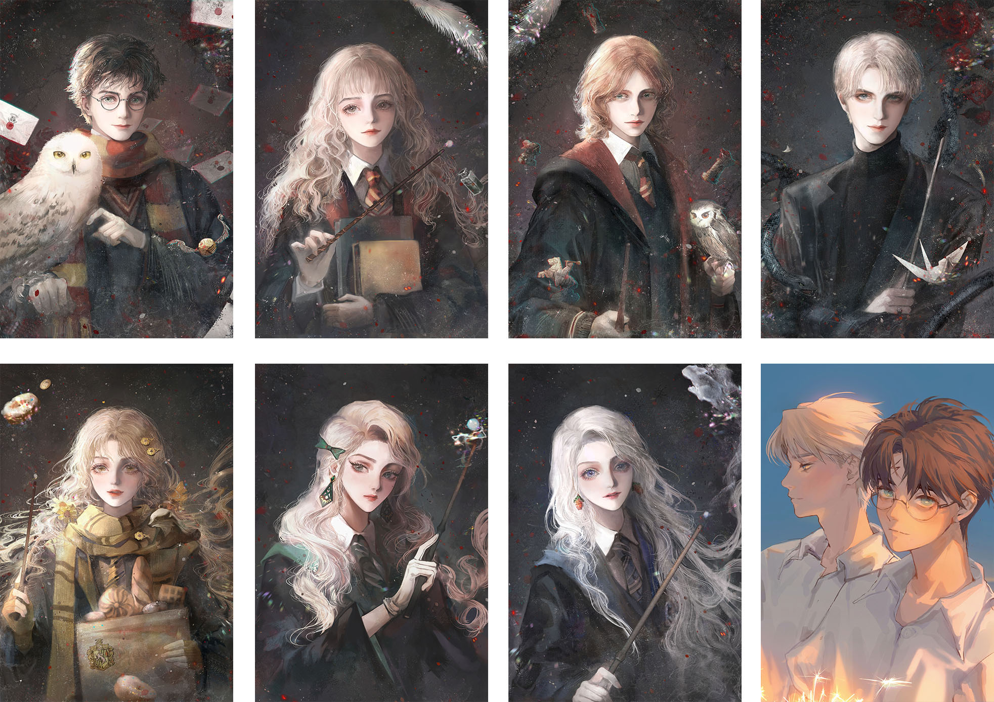 Harry Potter anime posters price for a set of 8 pcs