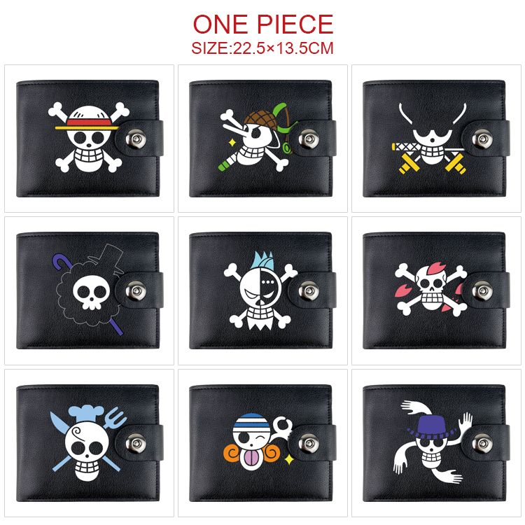 One piece anime two fold short card bag wallet purse 22.5*13.5cm