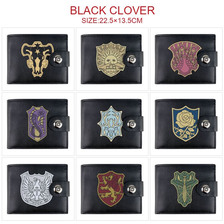 Black Clover anime two fold short card bag wallet purse 22.5*13.5cm