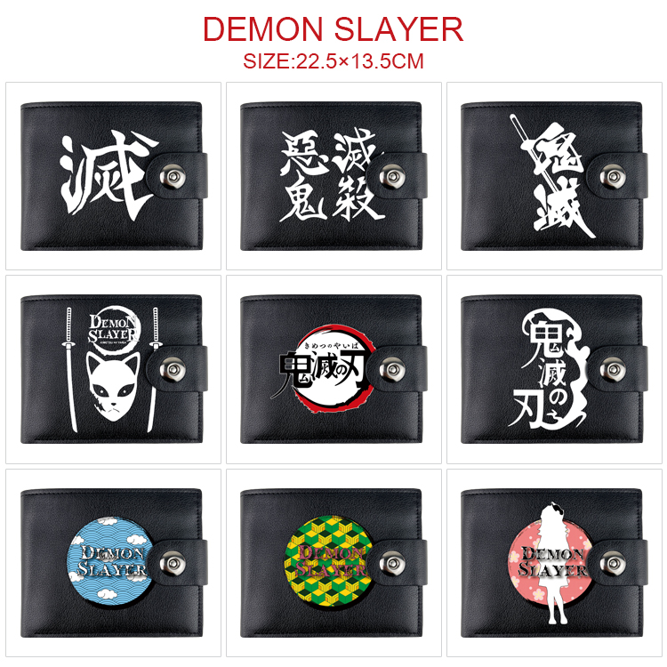 Demon slayer kimets anime two fold short card bag wallet purse 22.5*13.5cm